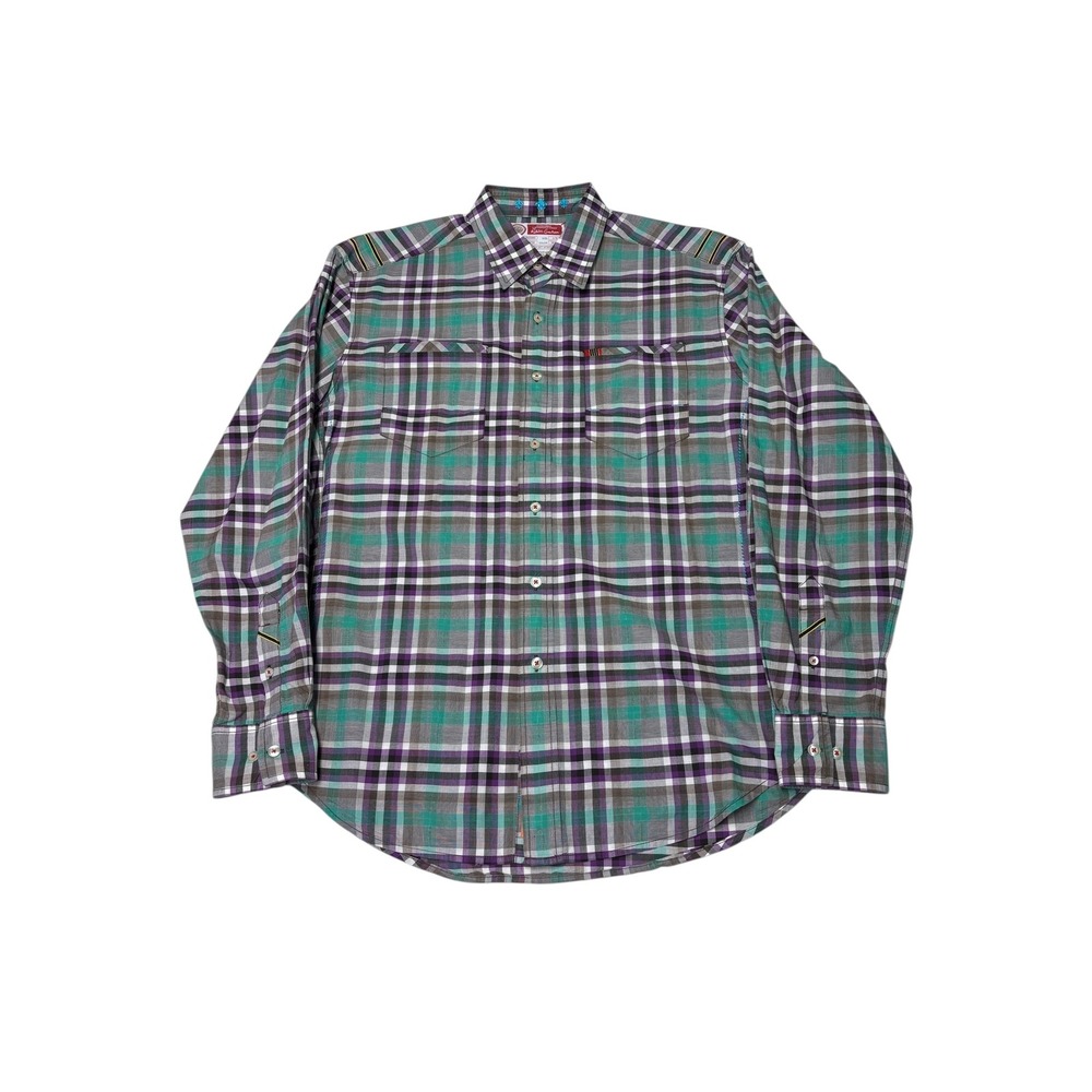 Robin Graham The Freshly Laundered Shirt Plaid Multi Color Cotton Sleeve L G
